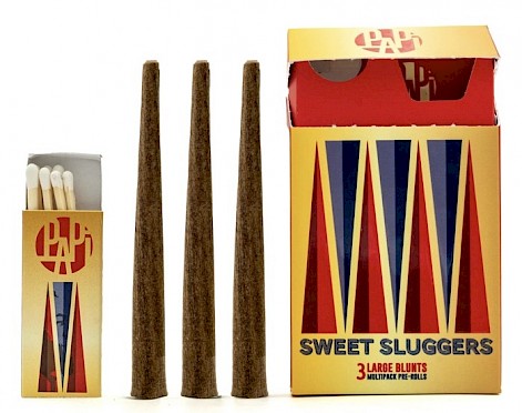 Presentación de 3 blunts Sweet Sluggers de Papi Cannabis. Imagen papicann.com